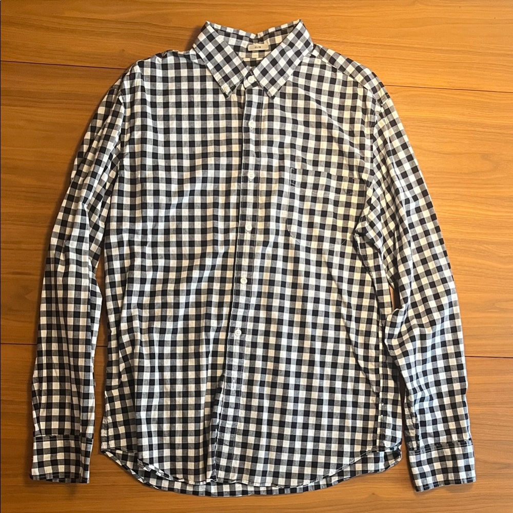 J. Crew Black and White Plaid Men's Shirt